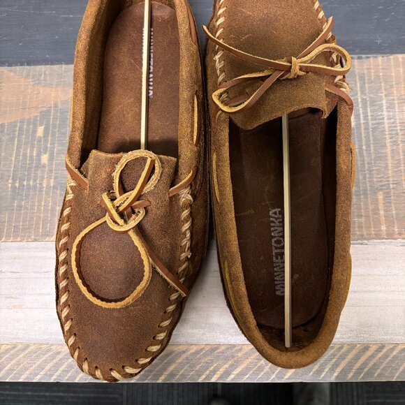 Minnetonka Double Brown Soft-Sole Slip-Ons - Picture 2 of 4